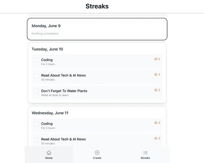 Habit Tracker app screenshot